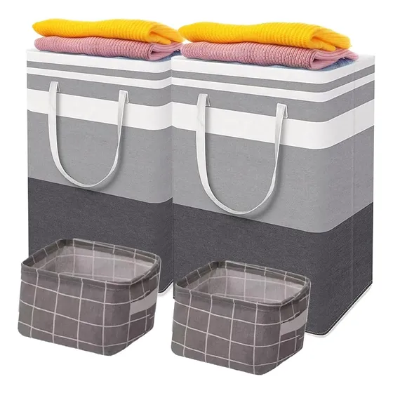 4 Cesto Grande Ropa Sucia Y Lavandería Plegable,(2x75l+2x5l)
