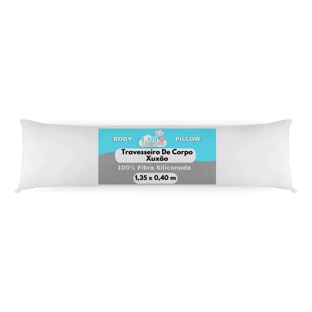 Travesseiro De Corpo Laribaby Antialérgico Xuxão Com Fronha E Zíper Branco 1,35 X 0,40 M 100% Silicone
