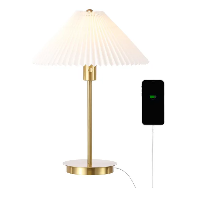 Lámpara De Mesa Led Moderna Con Puerto De Carga Usb Latón