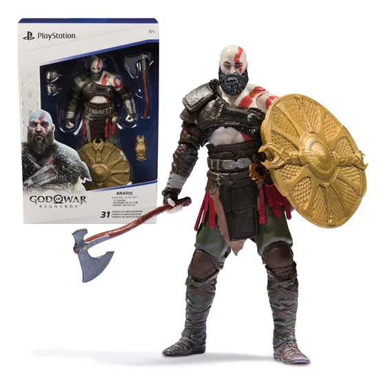 Boneco De Ação Playstation God Of War Ragnarök Kratos 15cm