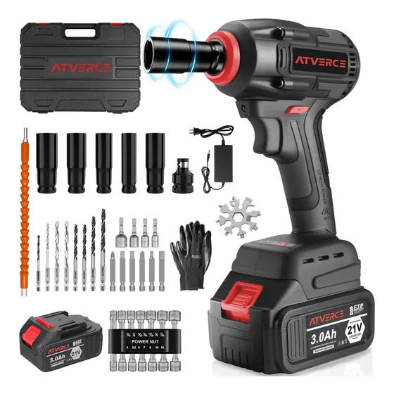 Pistola Impacto Llave Taladro Inalámbrica Sincarbono Atverce EW03 127V