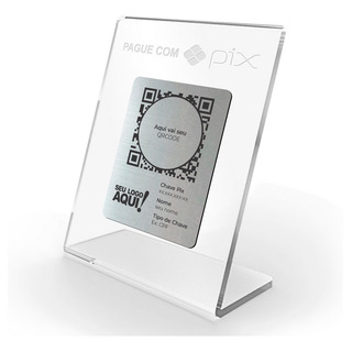 Placa Pix Qrcode Em AcrĂlico Transparente E Prata Placa Pix Qrcode Em AcrĂlico Transparente E Prata
