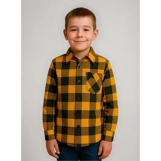 Camisa Xadrez Menino Manga Longa Juvenil Flanelada Bolsos Camisa Xadrez Menino Manga Longa Juvenil Flanelada Bolsos