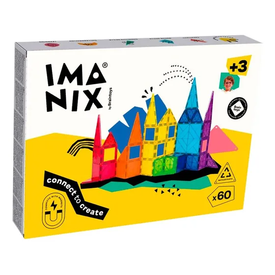 Imanix Braintoys Cuadrados Y Triángulos 60 Piezas Magnéticas
