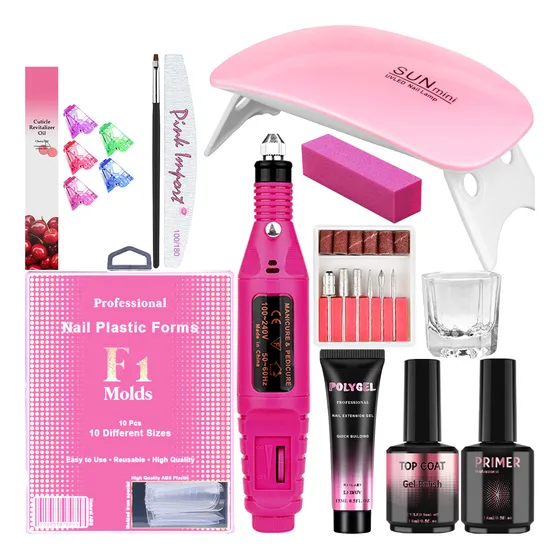Kit Alongamento Polygel Cabine E Lixadeira De Unha Completo