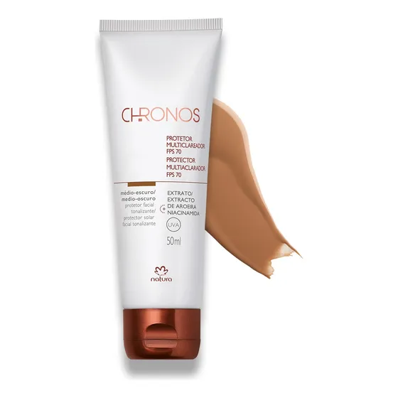 Natura Chronos Protetor Clareador 50ml Fps70 Médio Escuro