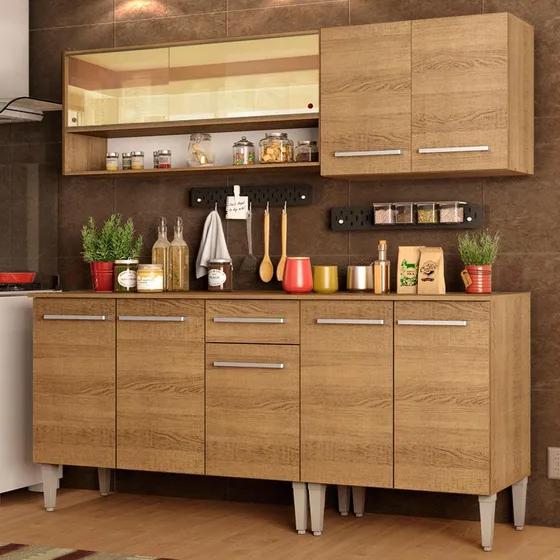 Cocina Integral Completa Modular Madesa Emilly Dance 169cm 07 Color Marrón
