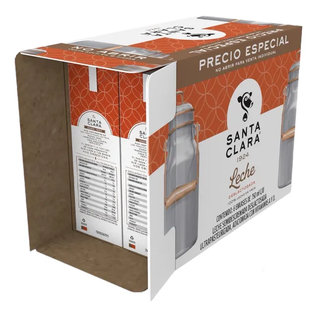 Leche Deslactosada Santa Clara Pack De 6 Litros
