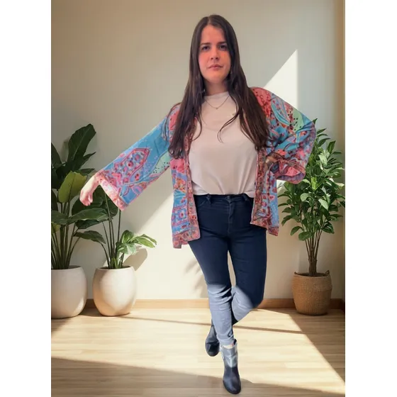 Saco Kimono Seda Hindu