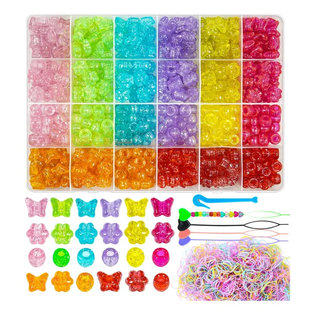 1520 Cuenta Poni Flor Mariposa Para Trenza Niña Kit