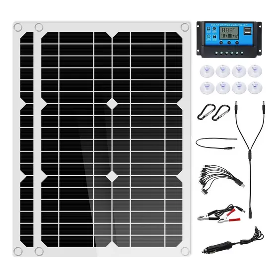 2pzs Kit Panel Solar 40W con controlador de carga celdas interruptor de 18 v interfaz de carga Usb impermeables