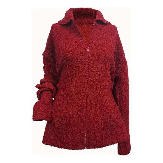 Campera Saco Tejida Bucle Talle Grande Especial Con Cierre