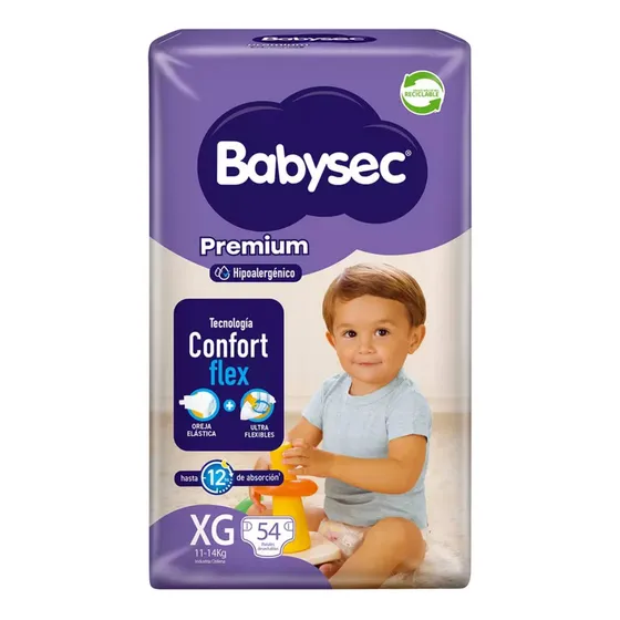 Babysec Pañales Premium Confort Flex Talla Xg 54 Unidades Extra Grande (xg) Niños