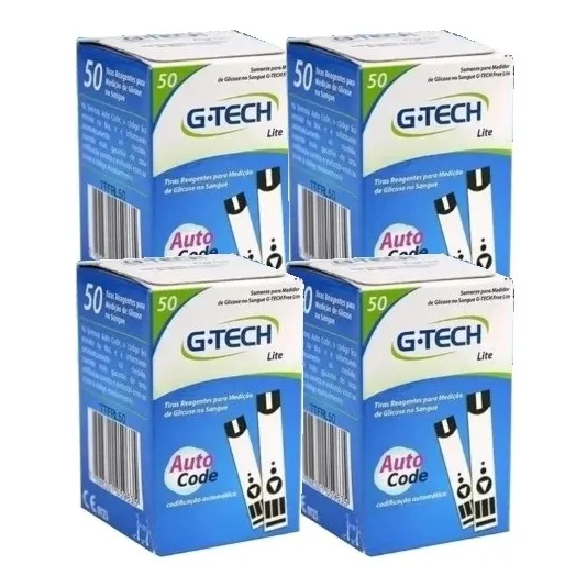 Kit 200 Tiras / Fitas Para Teste De Glicemia G-tech Lite