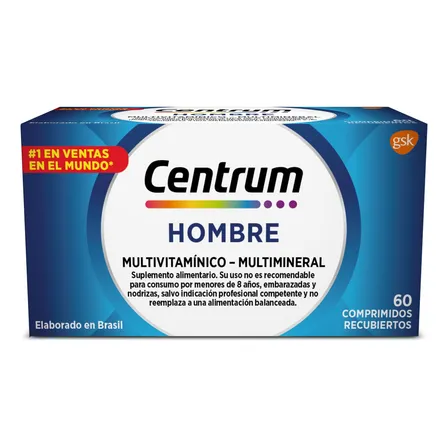 Centrum Hombre Multivitamínico Multimineral 60 Comprimidos Sabor No