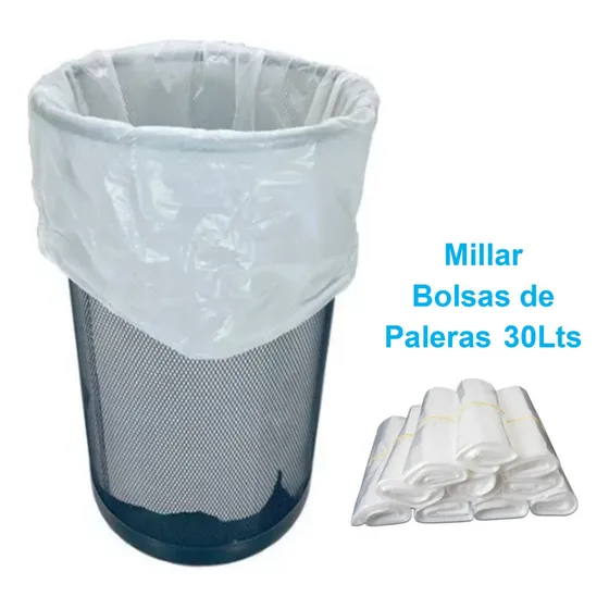 Bolsas 30lts Blanca Para Papelera Tobita X1000 Unidad Millar