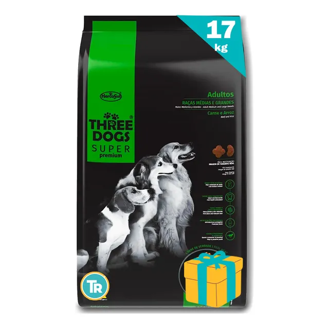 Alimento Three Dogs Adultos 15 + 2 Kg + Obsequio + Envío 