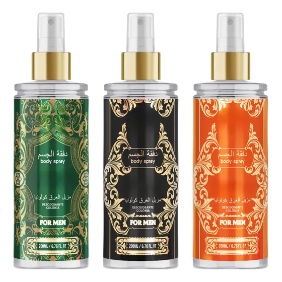 Body Splash Arabe Kit C/3un 200ml Masculino De Luxo