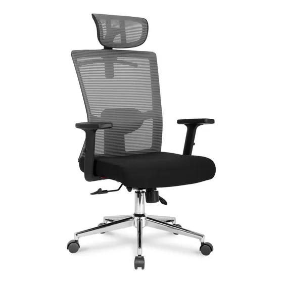 Cadeira de escritório DT3 Maya gamer ergonômica cinza com estofado de malha