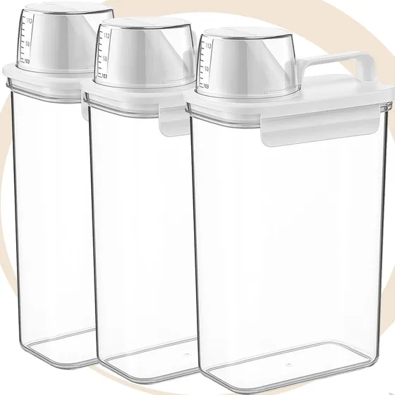 Kit 3  Dispenser Hermético Ração Feijão Arroz Grãos Sabão Pó