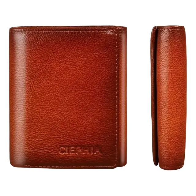 Billetera Cuero Genuino Ciephia Triple Pliegue Rfid