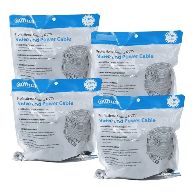Cable Siames  Dahua Video Y Energia Kit 4 Rollos 20mt C/u 4k