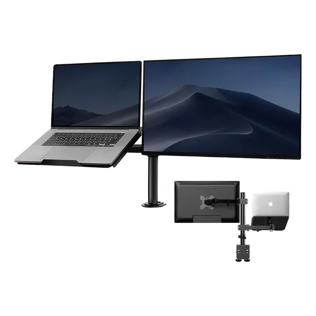 Soporte Brazo Doble Para Monitor Notebook Linkon Escritorio Negro