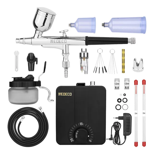 Kit De Aerógrafo Neoeco De Doble Acción Con Compresor 500k13