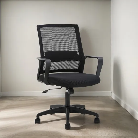Silla Para Escritorio Y Oficina Ejecutiva con Soporte Lumbar Juvenil De Malla Color Negro