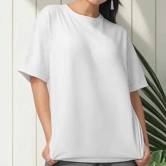 Polera Blanca 100% Algodon Basica Manga Corta Para Estampar