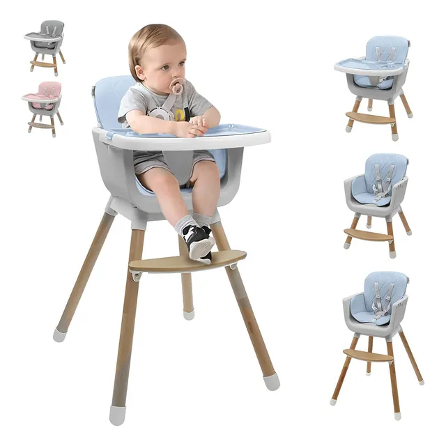 Silla alta para bebé de comer periquera ajustable 4 en 1 color azul