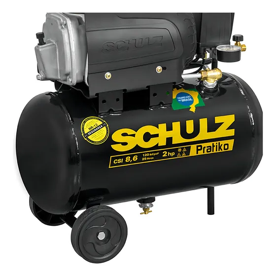 Compressor De Ar 8,6 Pés 25l 2 Hp 120lbs Pratiko Csi Schulz Fase elétrica Monofásica 127V