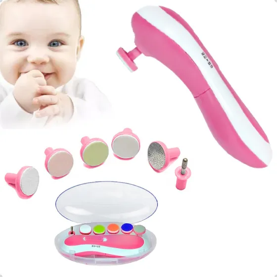 Lixador Cortador Unha Bebê Recém Nascido Elétrico Silencioso Cor Rosa