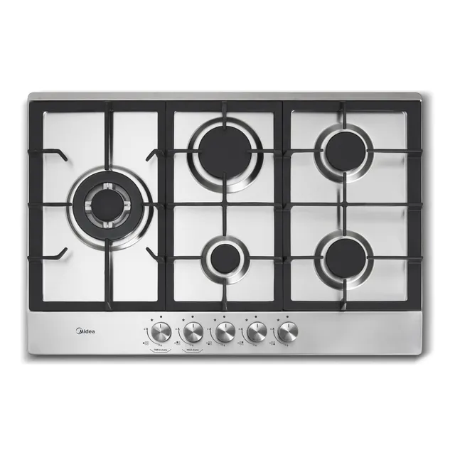 Cooktop A Gás 5 Bocas Inox Mega Chama 75x51cm - Midea
