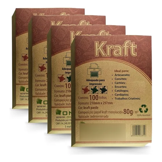 Papel Kraft A4 Especial 80g - Impressão Perfeita 400 Folhas