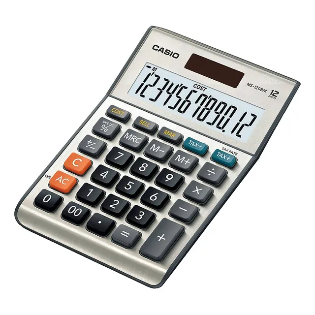 Calculadora Escritorio Casio Ms-120bm 12 Digitos Cuadrada Color Gris
