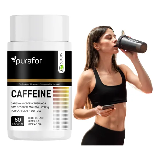 Cafeína 200mg Microencapsulada 60 Cápsulas Queima Calorica