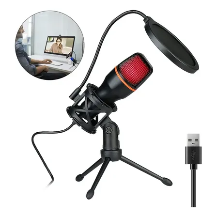 Condenser Microphone Wired Pc Laptop Computer Karaoke Game Usb With Rgb