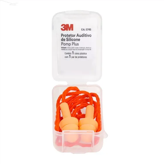 Protetor Auricular 3m Pomp Plus Com Cordão + Caixa Protetora