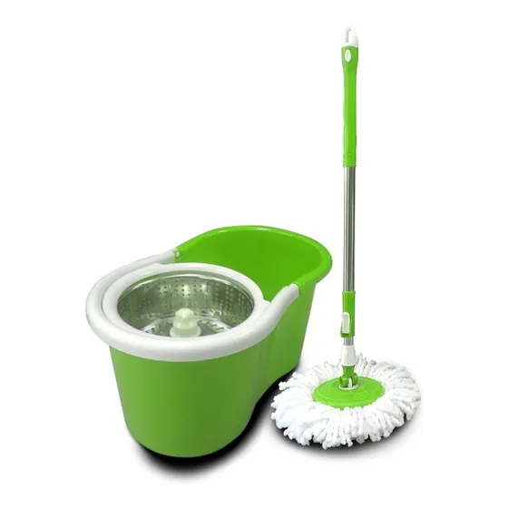 Mopa Giratoria 360  Cesta Acero Inox Trapeador Microfibra