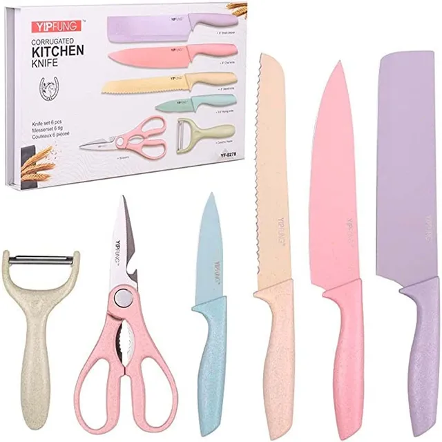 Juego De Cuchillos De Cocina De Acero Inoxidable 6 Pcs