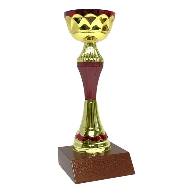 Trofeo - Mini Copa Dorada Con Tallo Rojo, 21 Cms