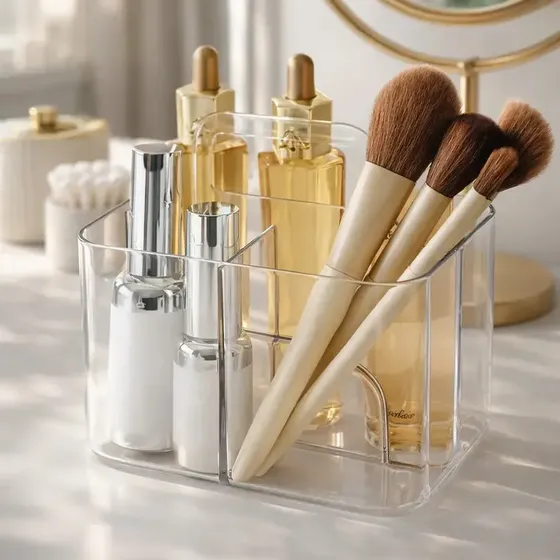 Organizador Multiuso Mesa Maquiagem Pincel Skincare Banheiro Cristal