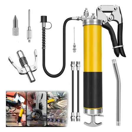 Engraxadeira Manual 8000 PSI Bomba Pistola De Graxa Com Mangueira Flexível Acoplador Bicos E Tubos Extensão