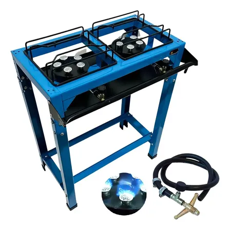 Fogão Semi Industrial 2 Bocas ROA Alta Pressão Portátil Gás GLP Azul
