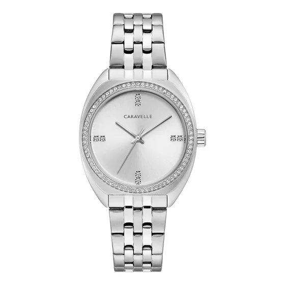Caravelle By Bulova Retro Plata Y Cristales 43l214