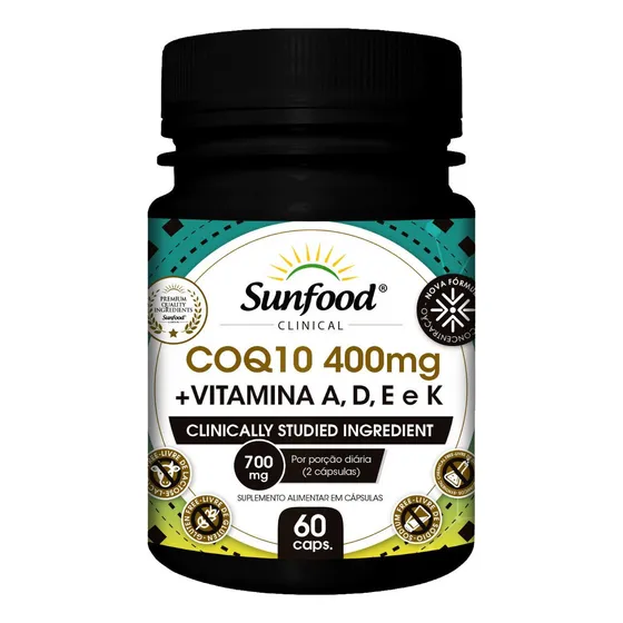 Coenzima K10 Ubiquinona 400mg + Vitaminas A D E K 120 Cáps Sabor Sem Sabor