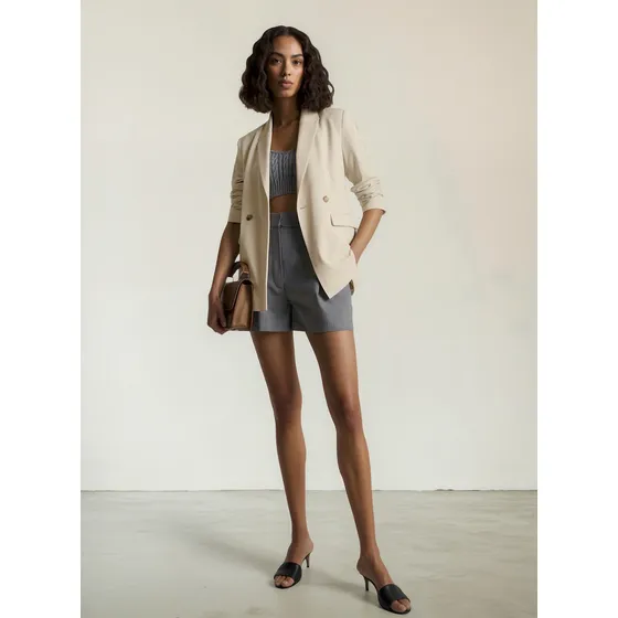 Blazer Beige Con Bolsillos Para Mujer Tommy Hilfiger