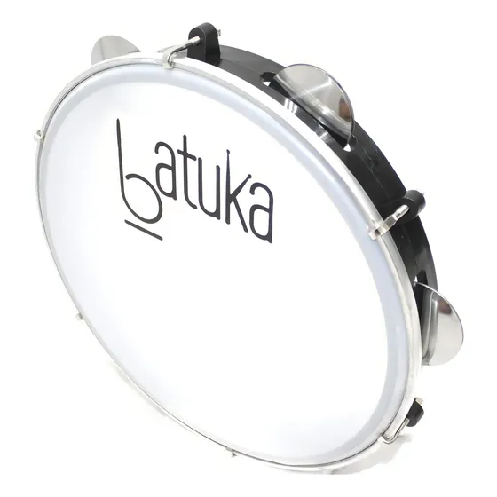 Pandeiro Luen Preto 10 Pol Pele Leitosa Batuka Samba Pagode