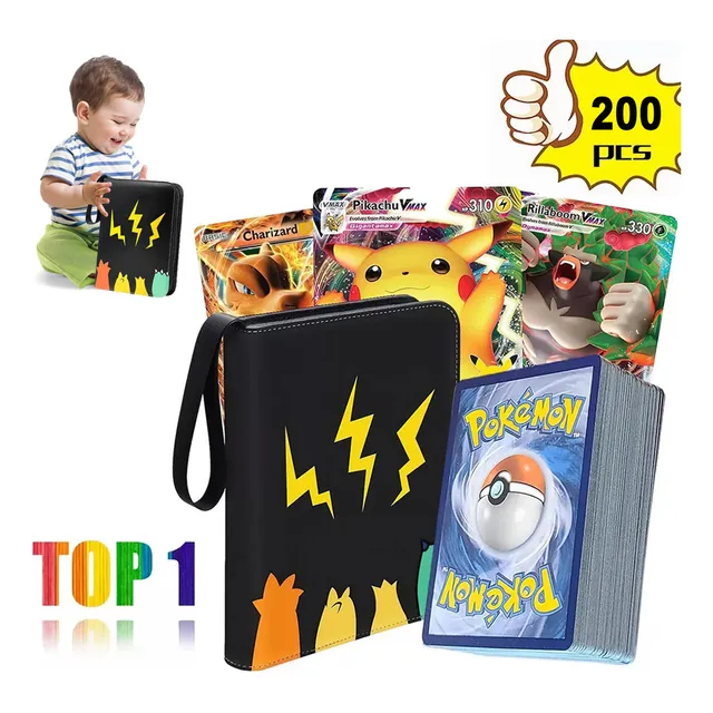 Akgodofwar - 200 Tarjeta Juego Carta Pokémon Tcg Español Y Carpeta Kit